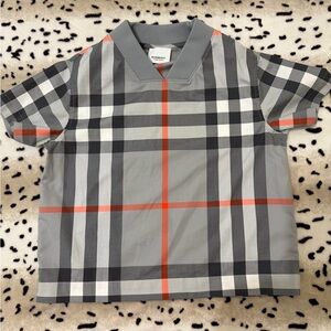 Burberry Gray and Orange Checkered Shirt